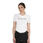 T-shirt donna con logo laminato