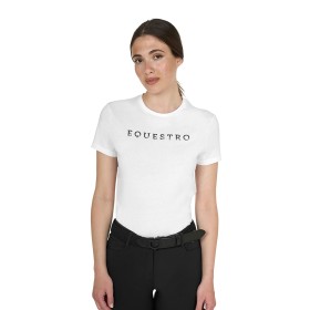 T-shirt donna con logo laminato