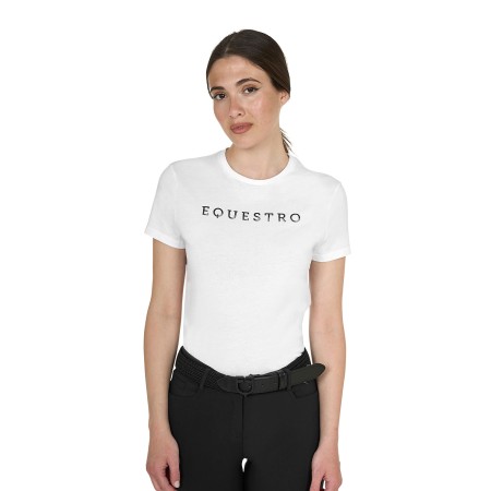 T-shirt donna con logo laminato